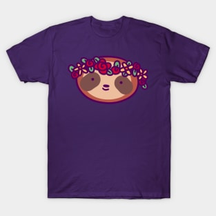 Flower Crown Sloth Face T-Shirt